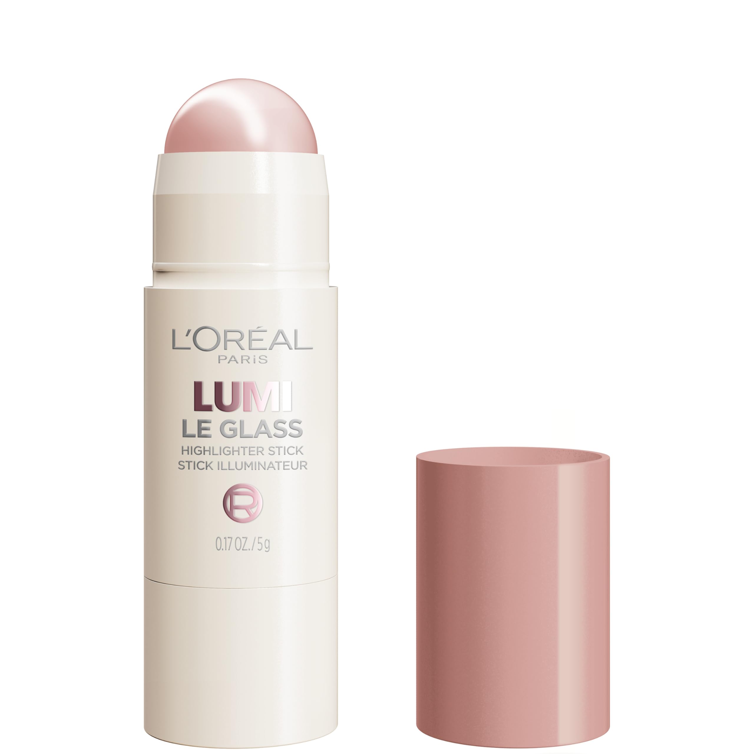 L'Oreal Paris Lumi Le Glass Highlighter Stick glows translucent on cheekbones for a glassy finish.