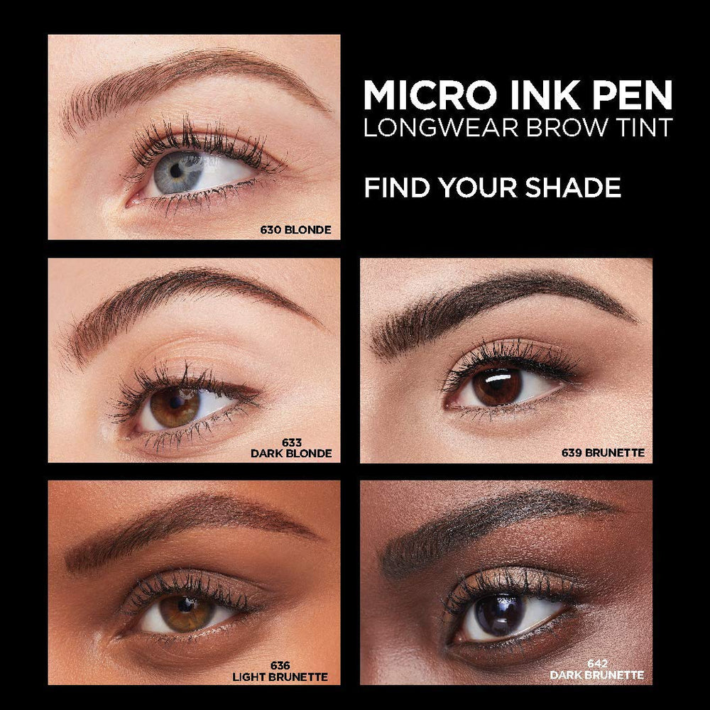 L'Oréal Paris Micro Ink Pen Brow Stylist resistente al agua para un look duradero.