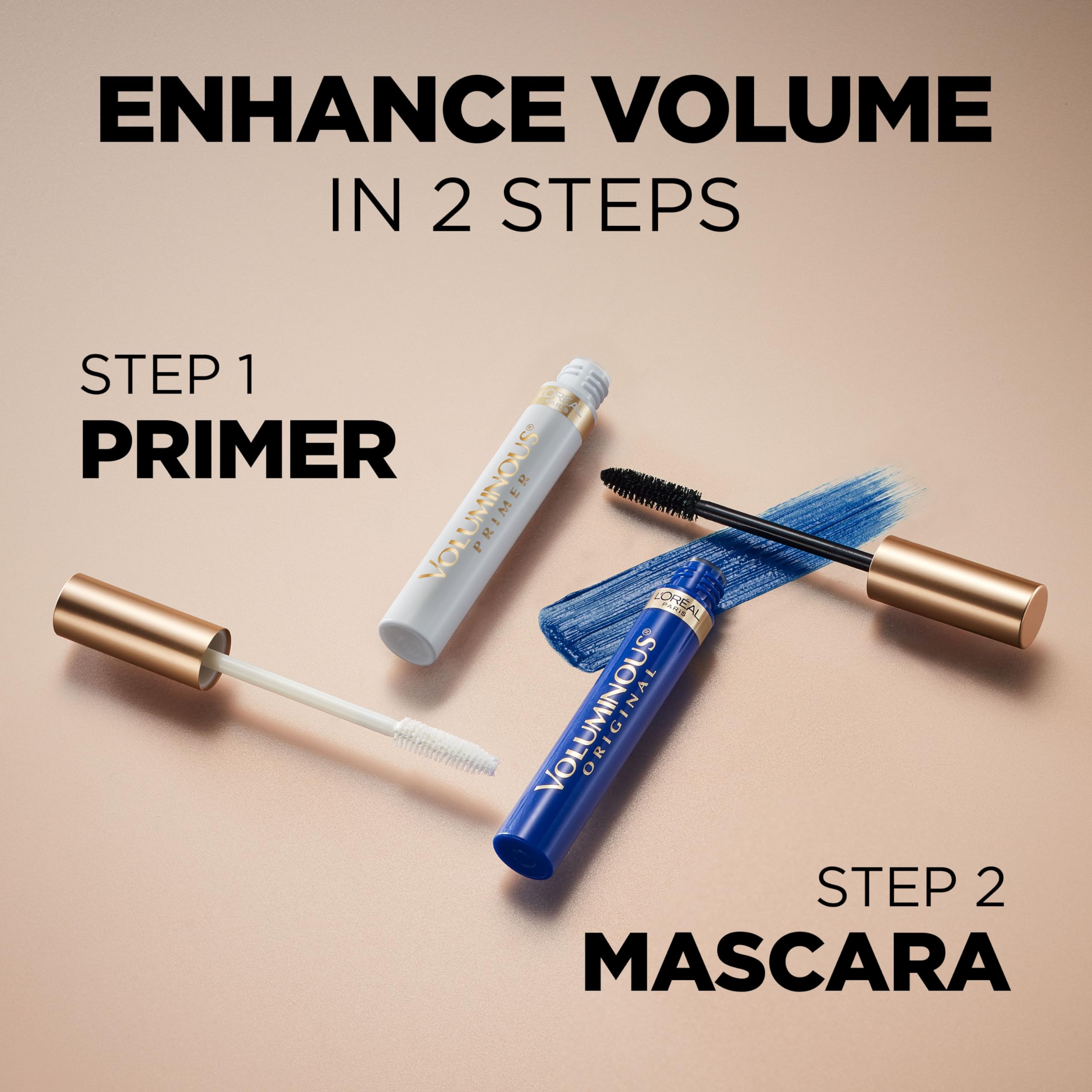 L’Oréal Paris Original Voluminous Mascara: textura suave que cuida las pestañas al aplicar.