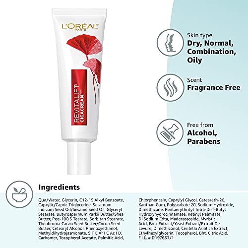 L'Oreal Paris Revitalift Cicacream aplicación diaria para rutina de cuidado facial.