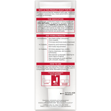 L'Oreal Paris Revitalift Cicacream sin fragancia, opción suave para piel sensible.