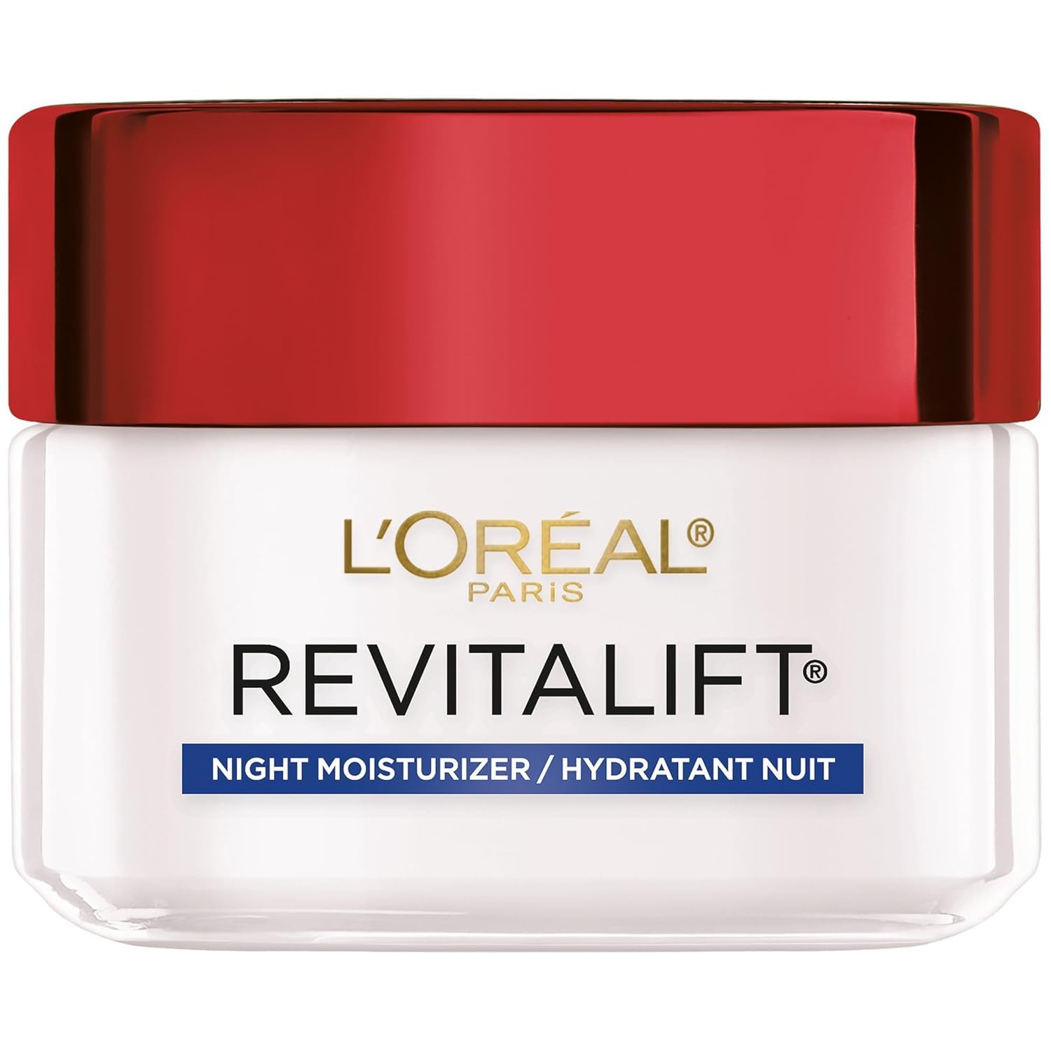 L'Oréal Paris Revitalift textura cremosa al aplicar, suaviza la piel y nutre durante la noche.