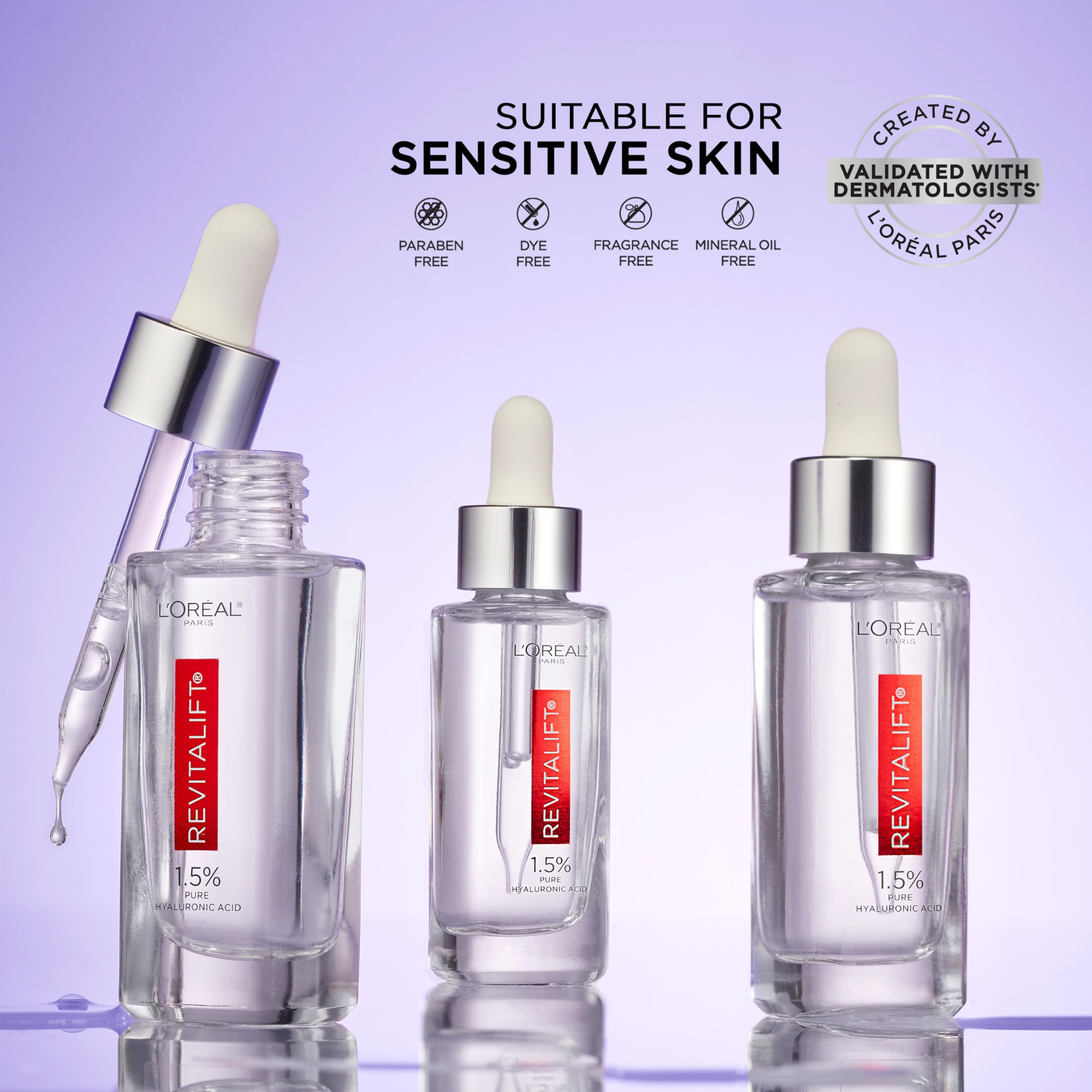 L’Oréal Paris Revitalift cuidado diario para rostro y cuello, hidratación sostenida.