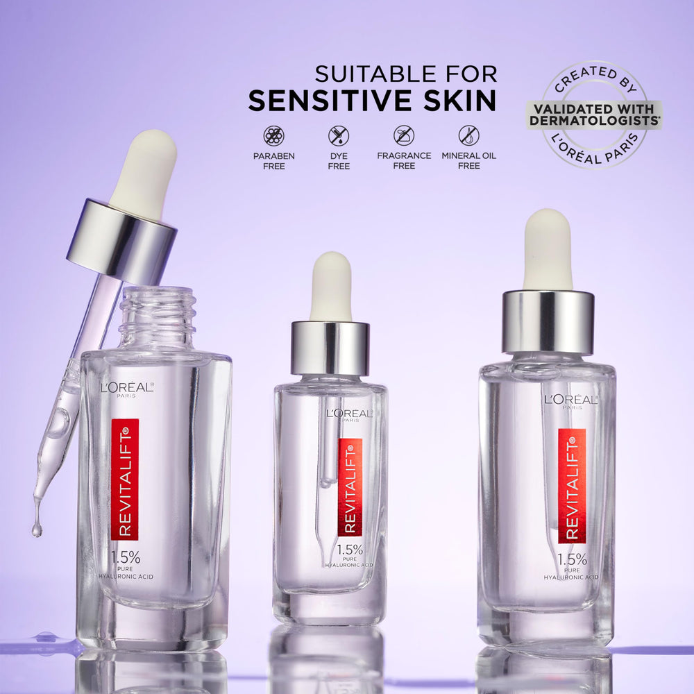 L’Oréal Paris Revitalift cuidado diario para rostro y cuello, hidratación sostenida.
