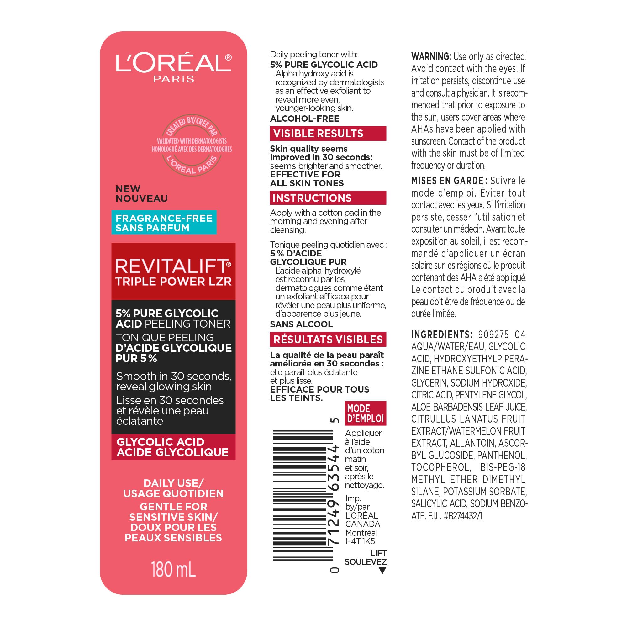Envase compacto de Revitalift para cuidado diario en casa.