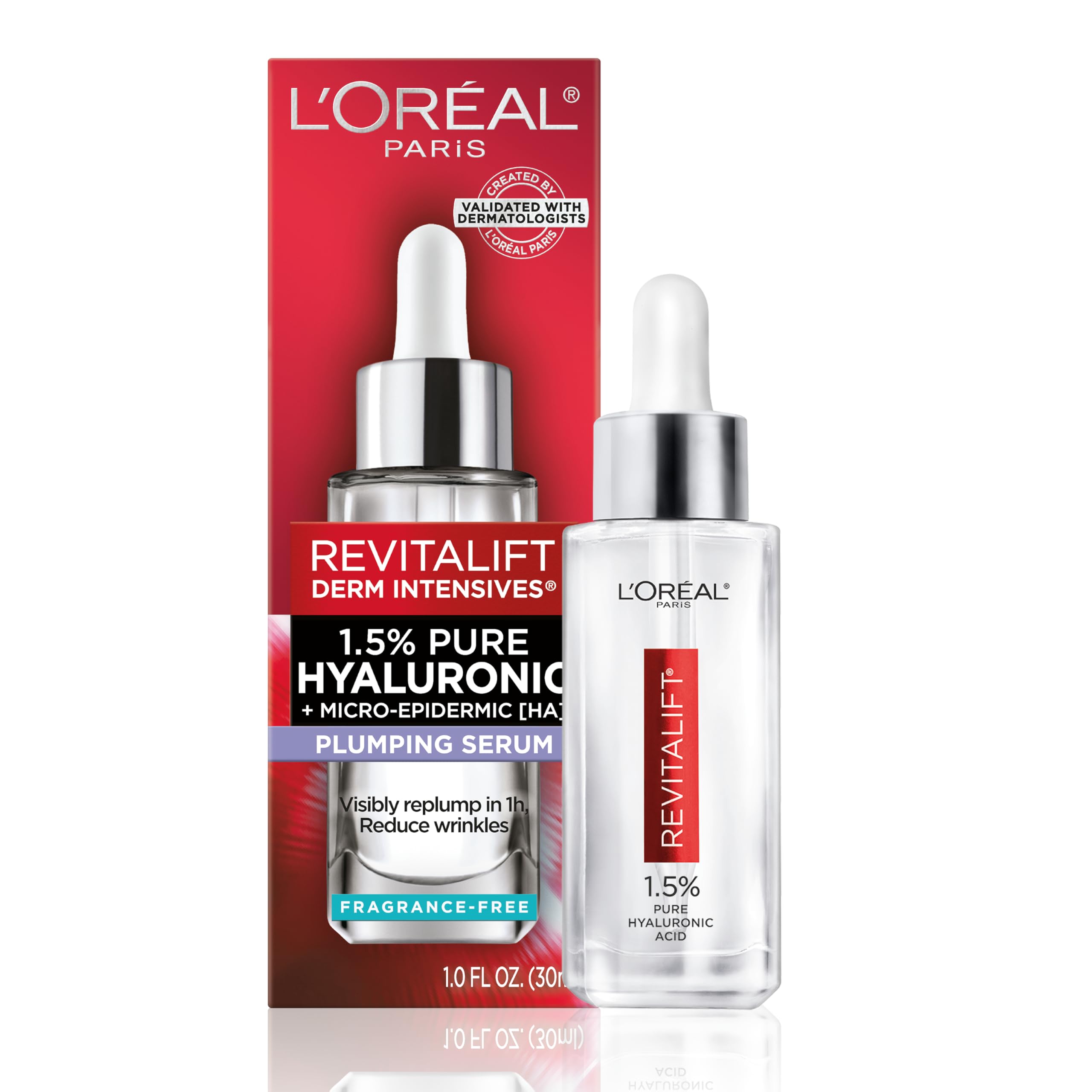 L’Oréal Paris Revitalift suero hialurónico para el rostro, hidratación intensa y relleno visible.
