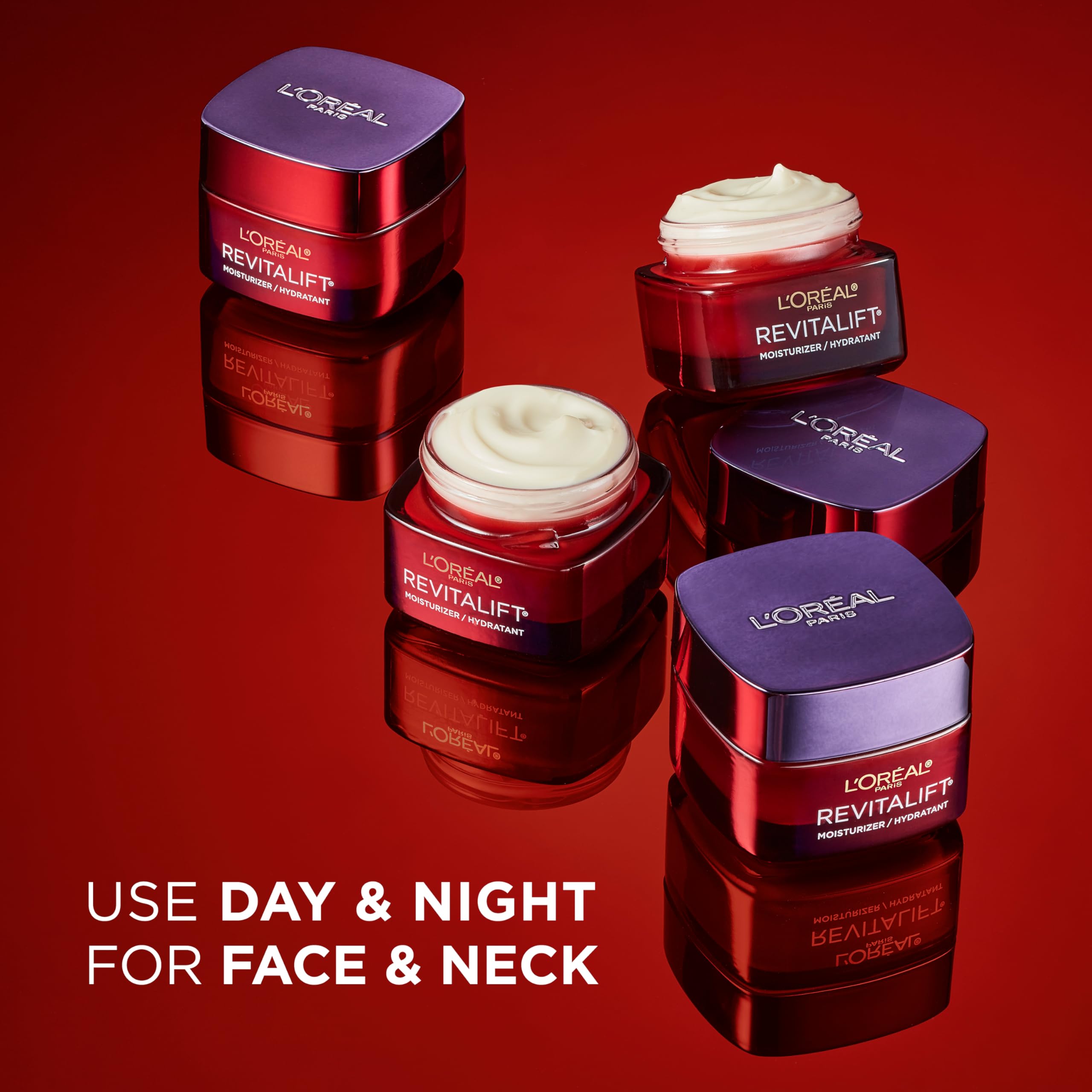 Uso día o noche con Revitalift Triple Power para rostro y cuello.