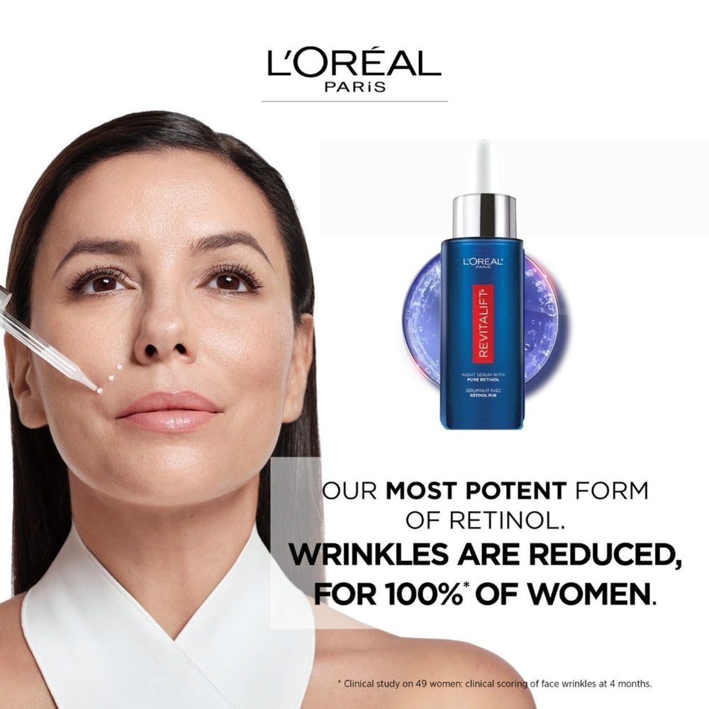 Absorption rapide du sérum nocturne L’Oréal Paris Revitalift, intégration facile à la routine.