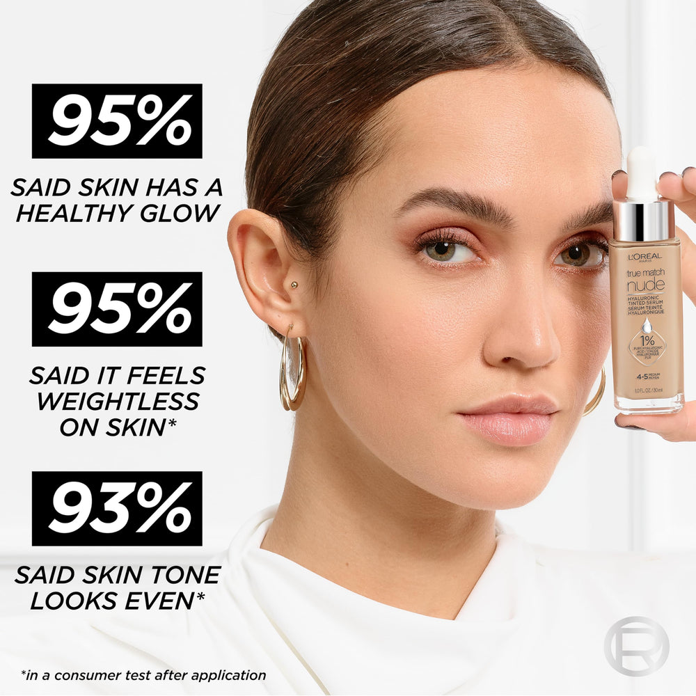 Piel sensible con fórmula suave y respetuosa en True Match Nude Hyaluronic Serum