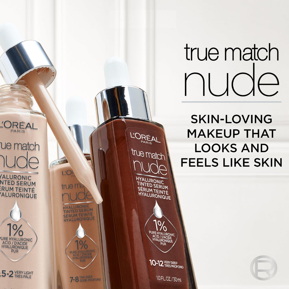 L’Oréal Paris True Match Nude Serum iluminación suave para rasgos naturales.