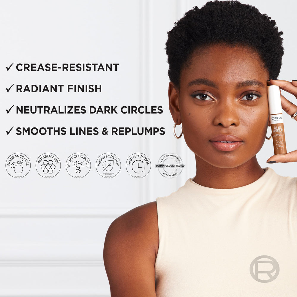 Vegan, fragrance-free, non-comedogenic concealer designed for daily wear.