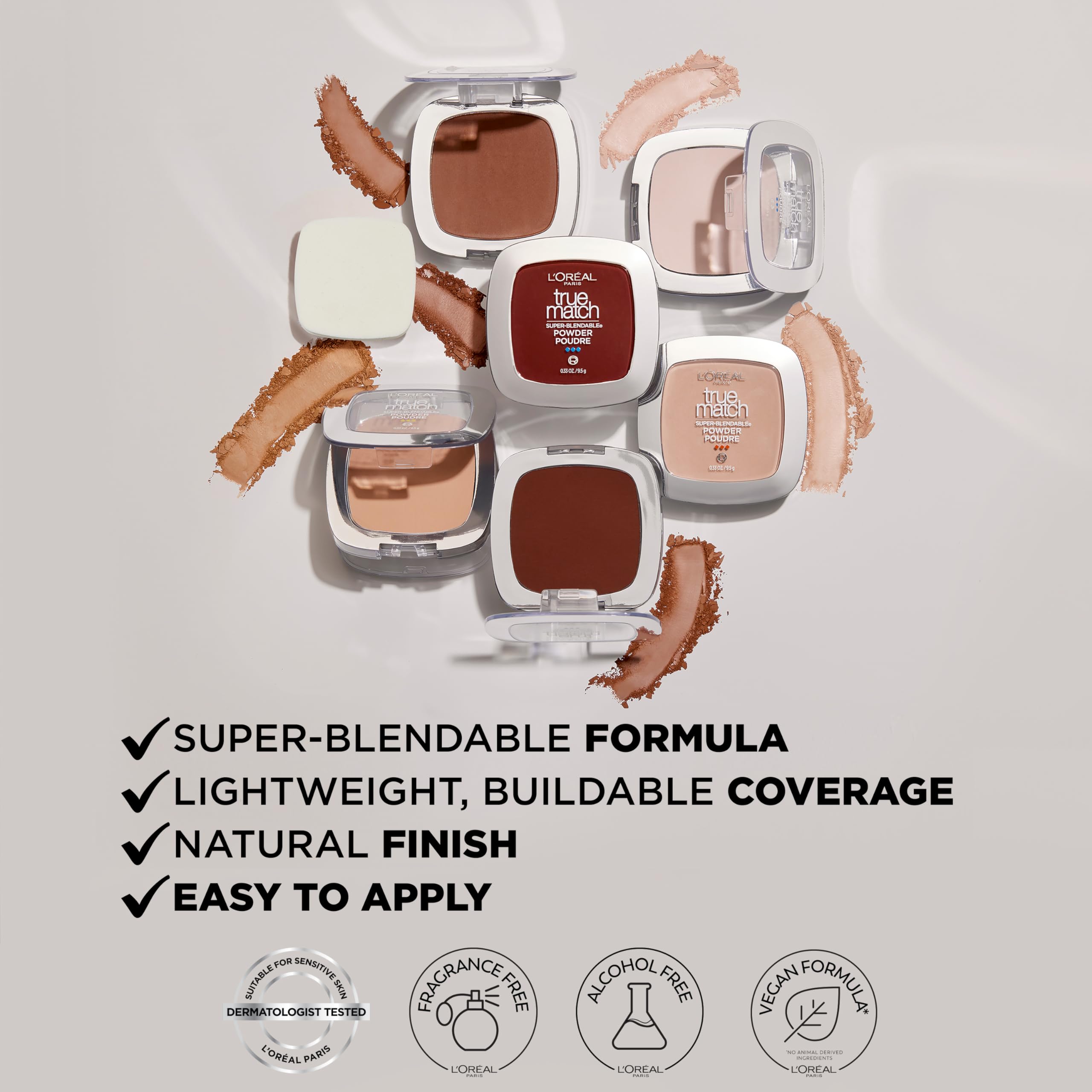 Acabado natural de Loreal True Match que se adapta a la piel.