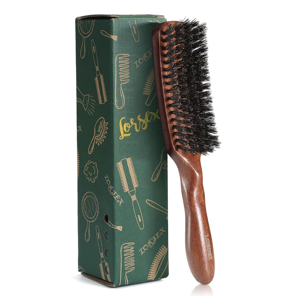 Cepillo LORSEX para cabello masculino, vista frontal, mango ergonómico para peinado suave.