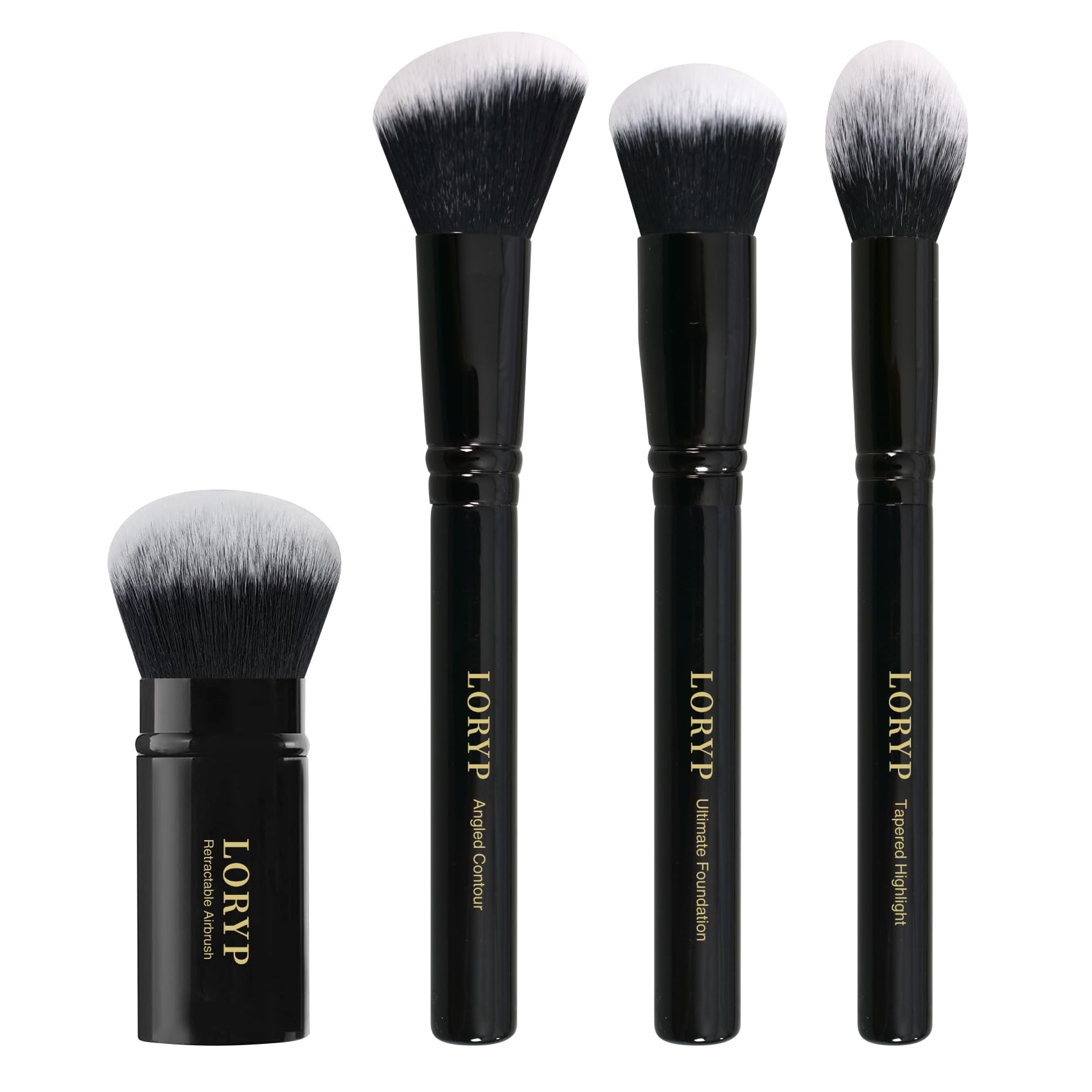 LORYP set de 4 brochas para rostro con aerógrafo retrátil, ideal para retoques.