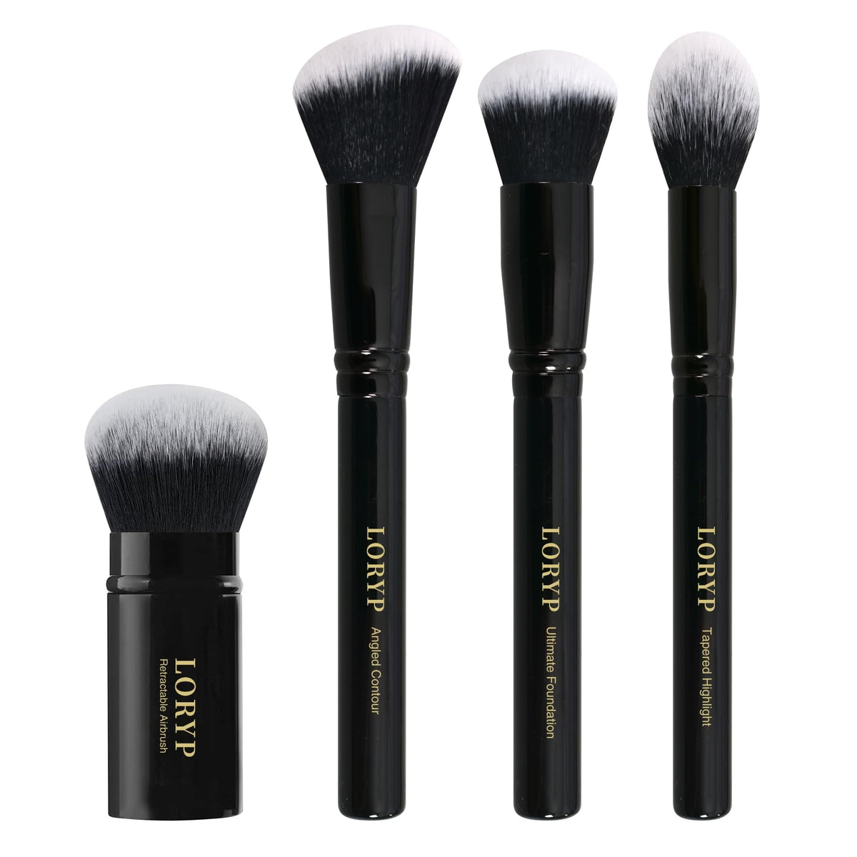 LORYP set de 4 brochas para rostro con aerógrafo retrátil, ideal para retoques.