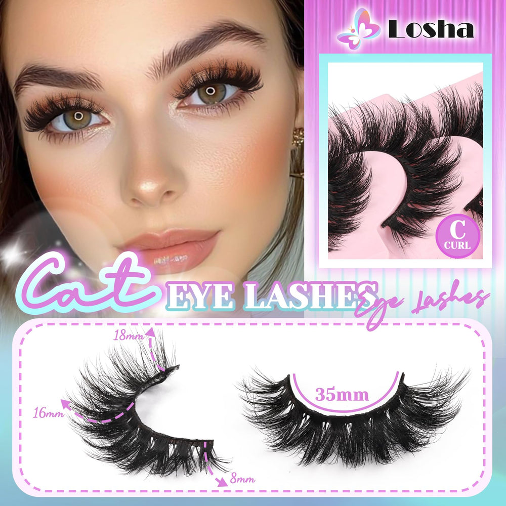 Pestañas Losha fibras importadas suaves para una apariencia natural y cómoda.