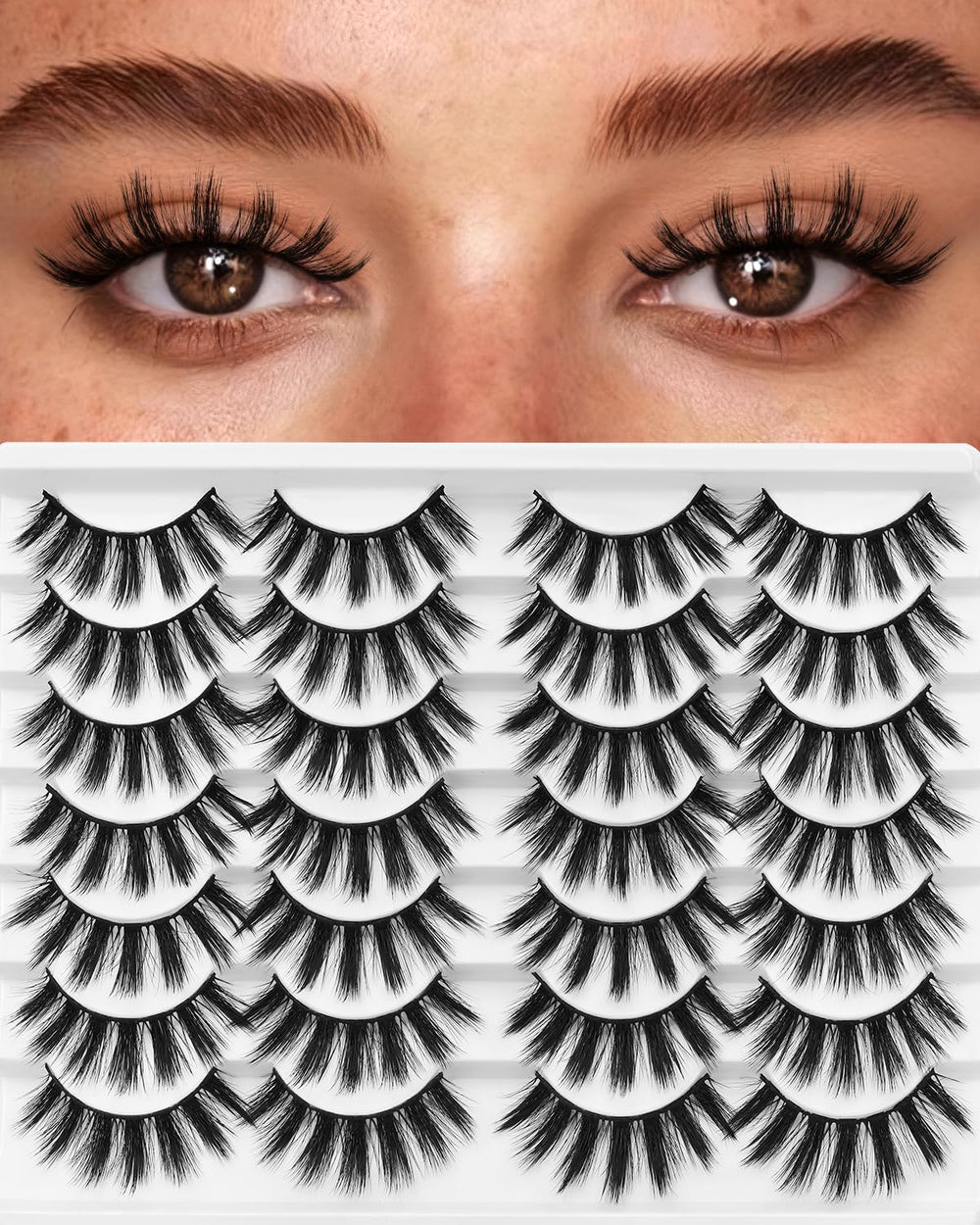 Pestañas Losha naturales con efecto visón sintético para un look suave.