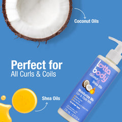 Lottabody brillo natural para rizos con aceite de coco, acabado suave.