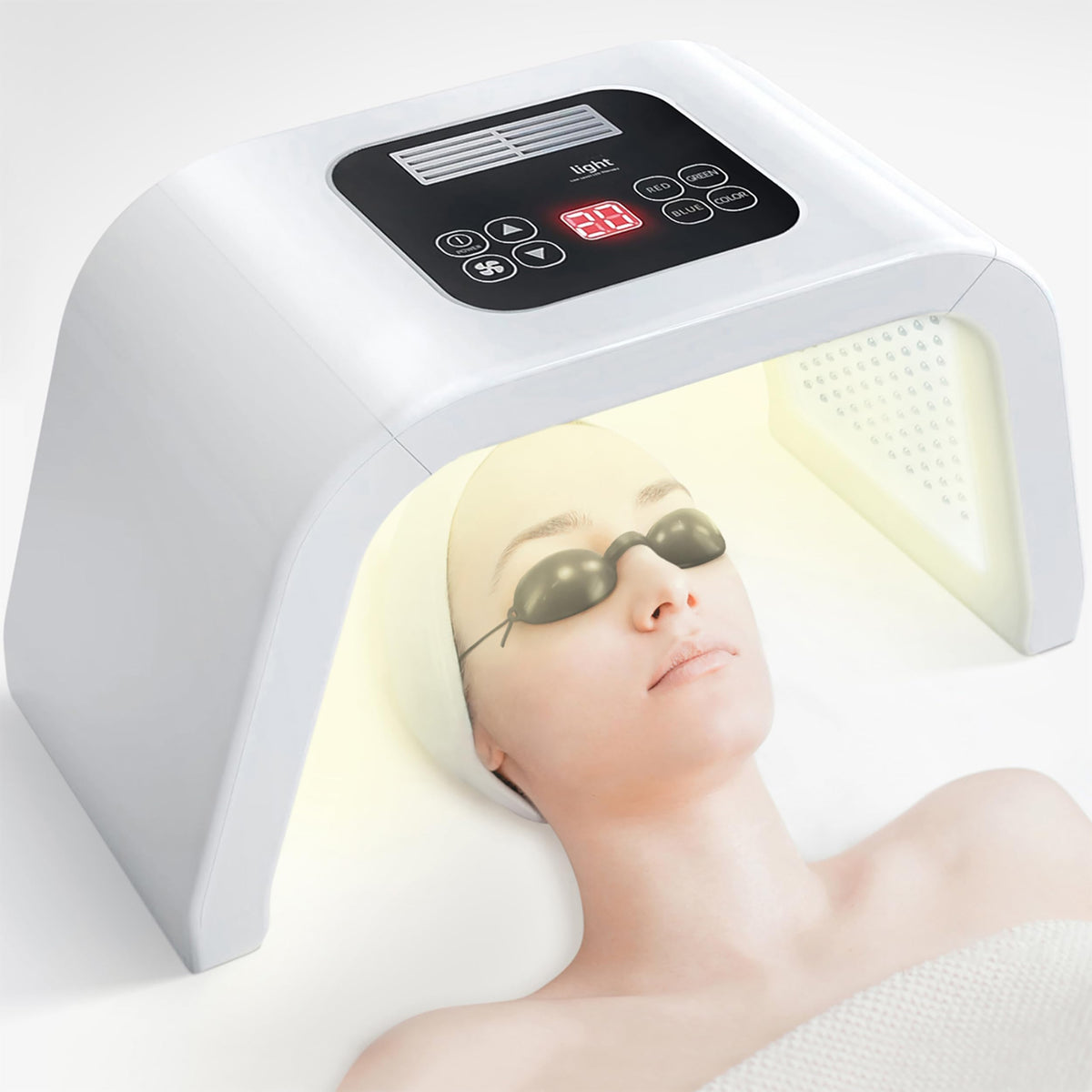 Loudykaca mascarilla de luz roja para rostro, cuidado facial diario.
