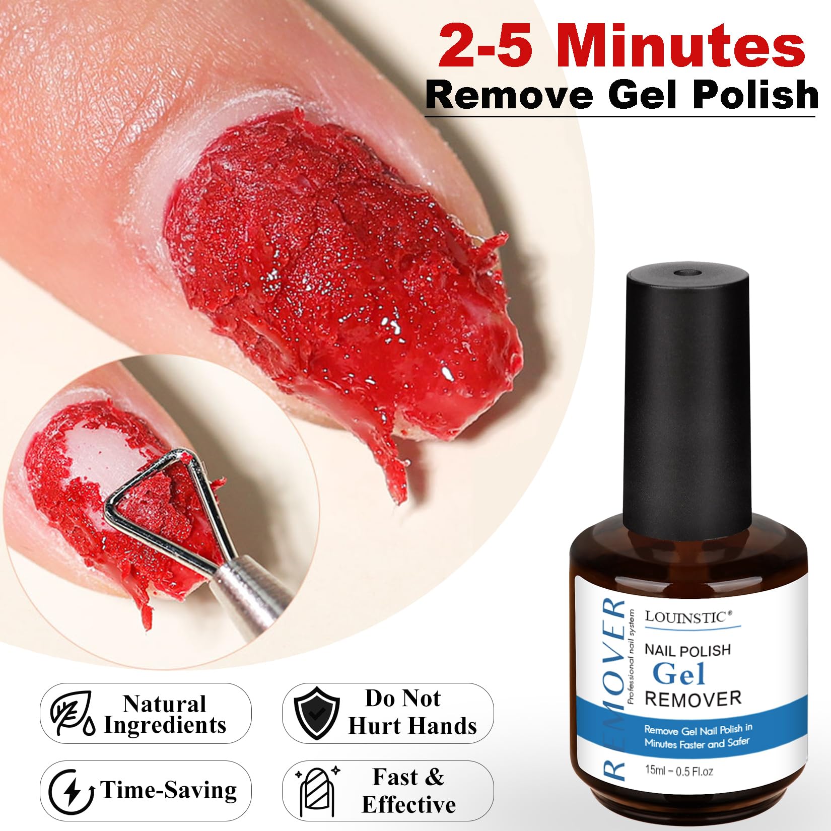 Louinstic látex líquido para uñas crea barrera limpia durante la remoción.