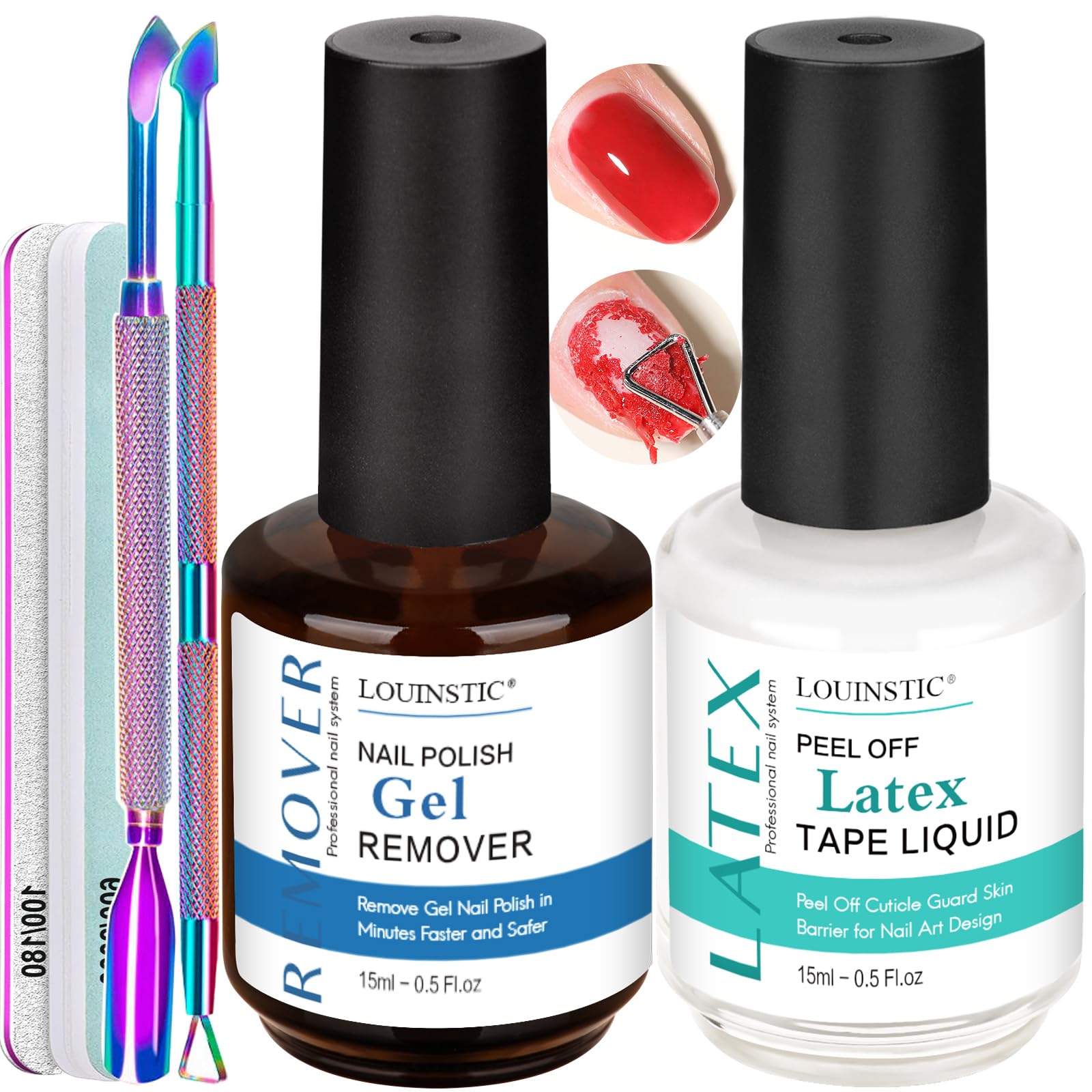 LOUINSTIC quitaesmalte gel, bote pompa, remover esmalte rápidamente