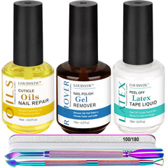 Louinstic removedor gel en bote para uñas facilita retirada rápida y limpia.