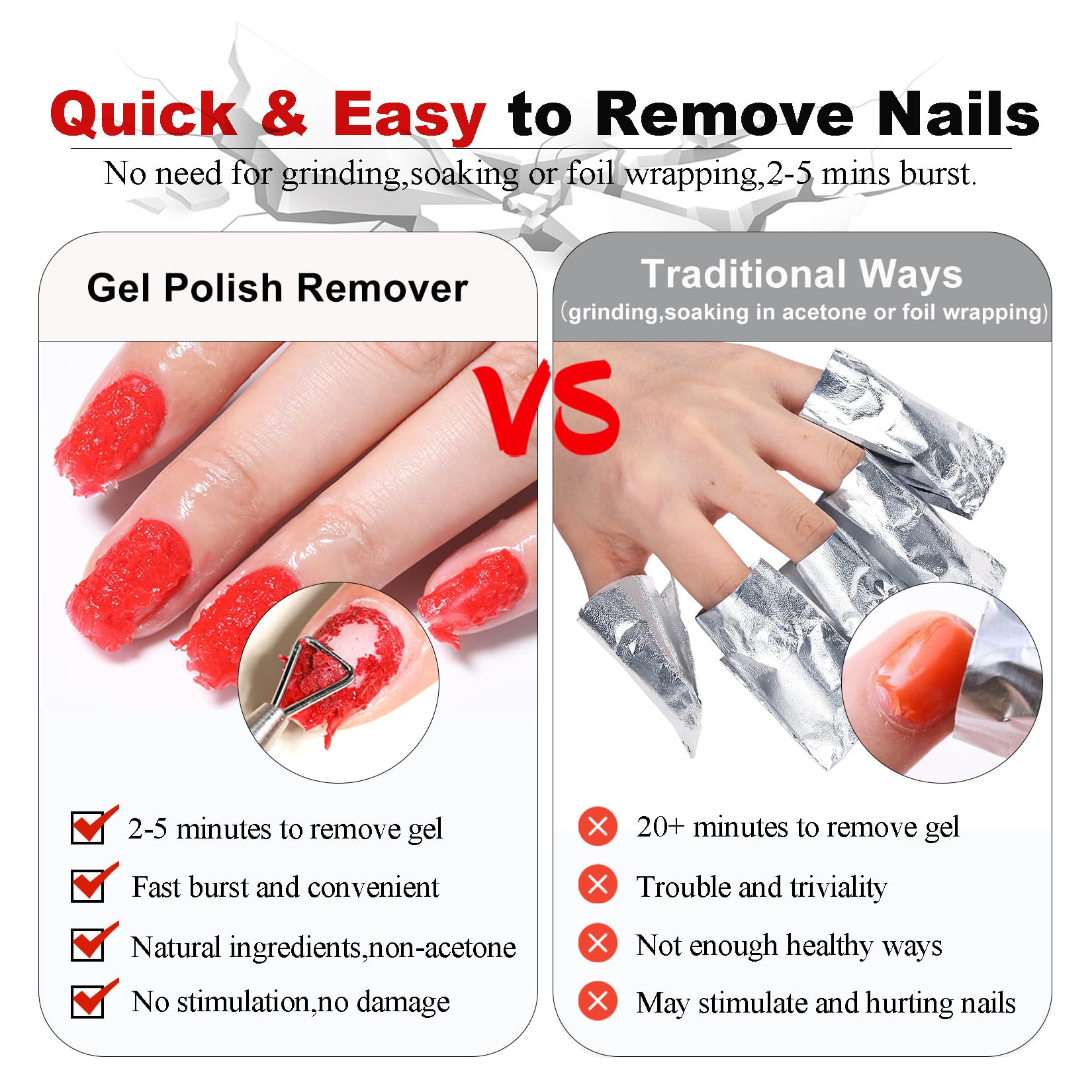 LOUINSTIC remover gel sin acetona, opción suave para uñas