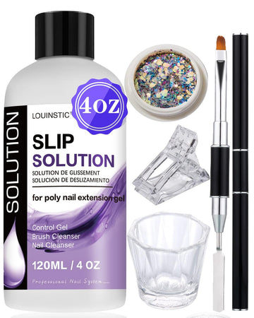 LOUINSTIC Solución deslizante 120 ml para uñas gel, facilita el deslizamiento suave.