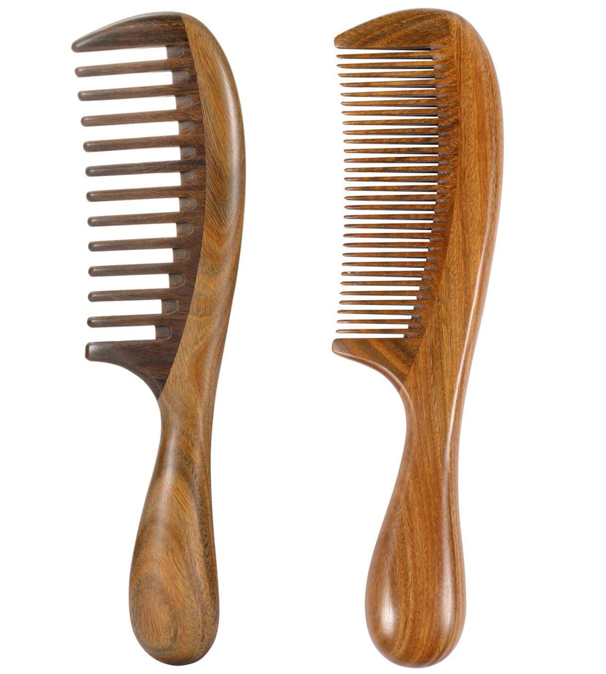 Louise Maelys peine de madera con dientes amplios para desenredar suavemente.