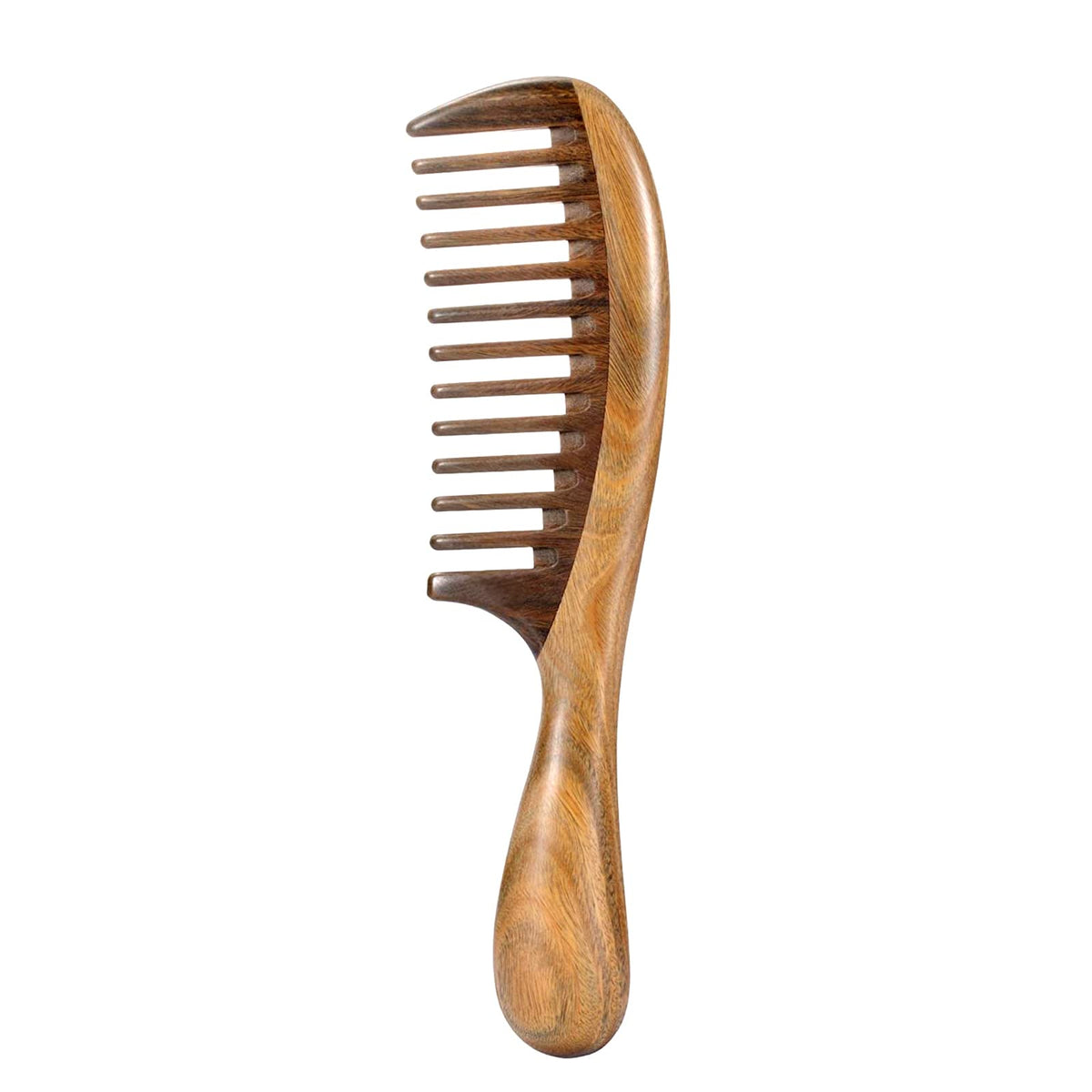 Louise Maelys peine de madera de sándalo, dientes anchos para desenredar cabello rizado.