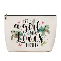 Bolso de maquillaje Lovdazzles con tortuga marina, ideal para viaje y organización diaria.