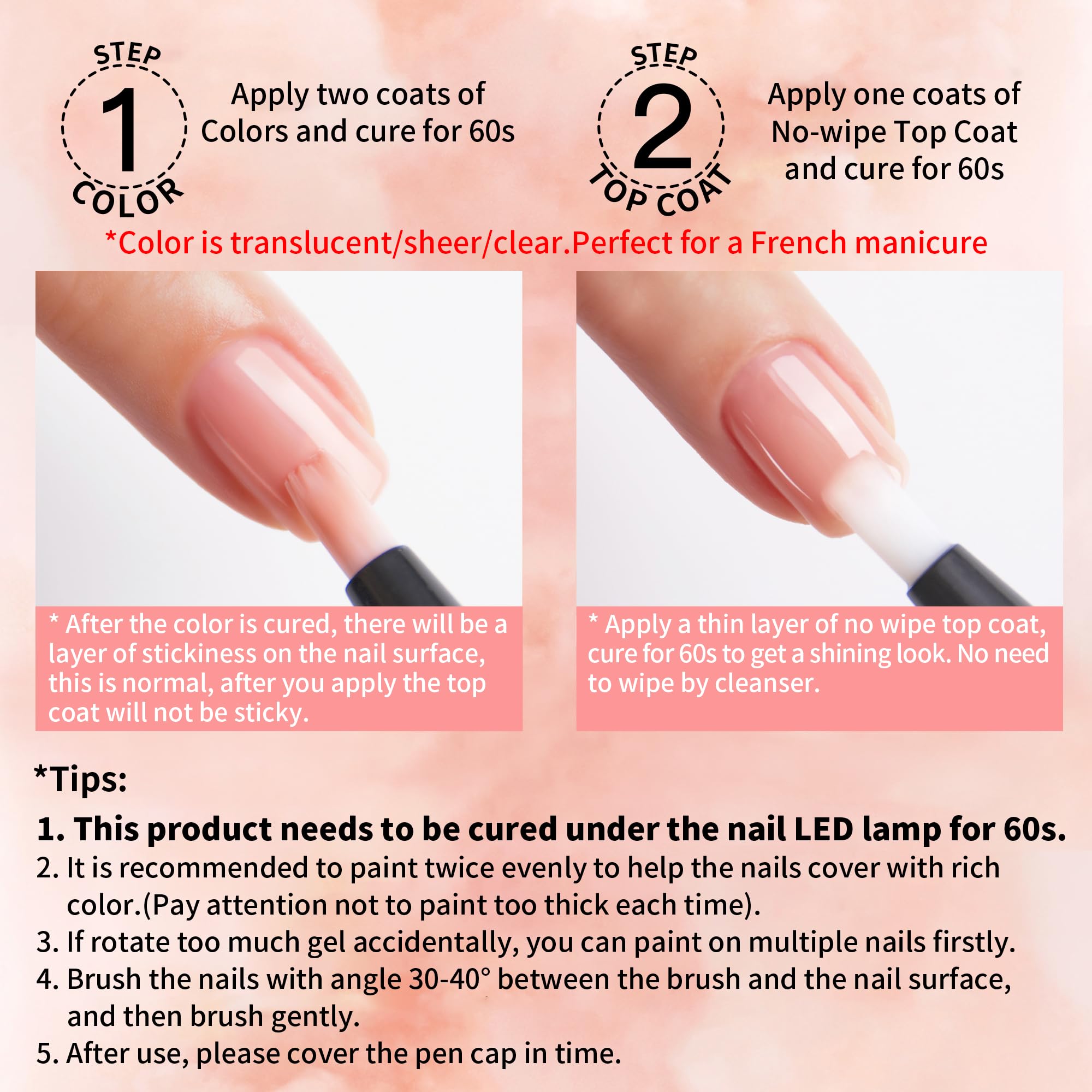 Love easy Hema Free Gel Nail Polish Pen Set acabado brillo intenso