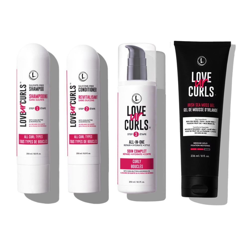 Love Ur Curls champú suave en botella, limpieza suave para rizos definidos.