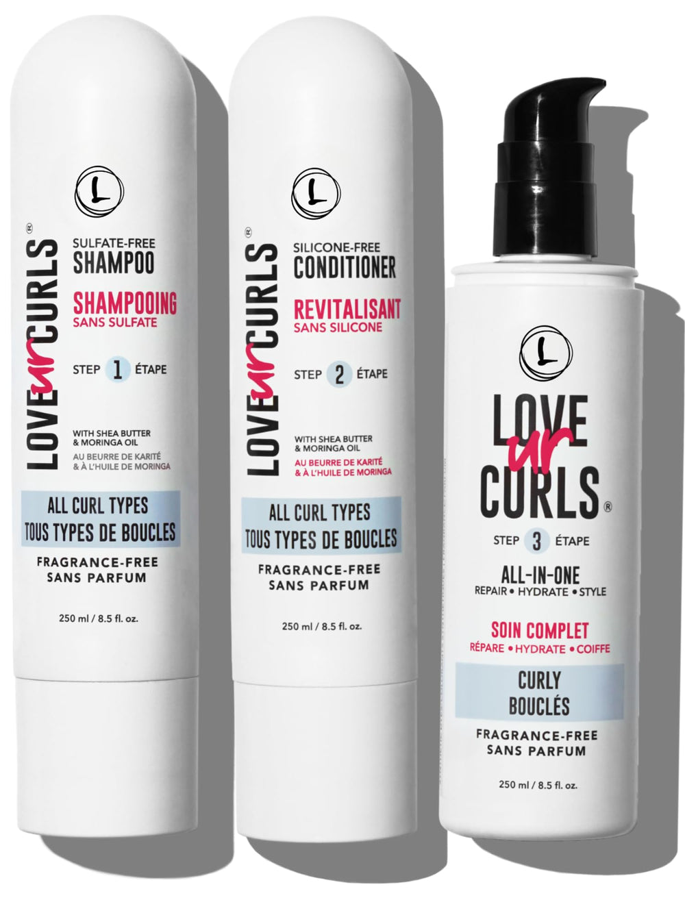 Love Ur Curls fragancia cero champú vertido en botella, cuidado suave para cabello sensible
