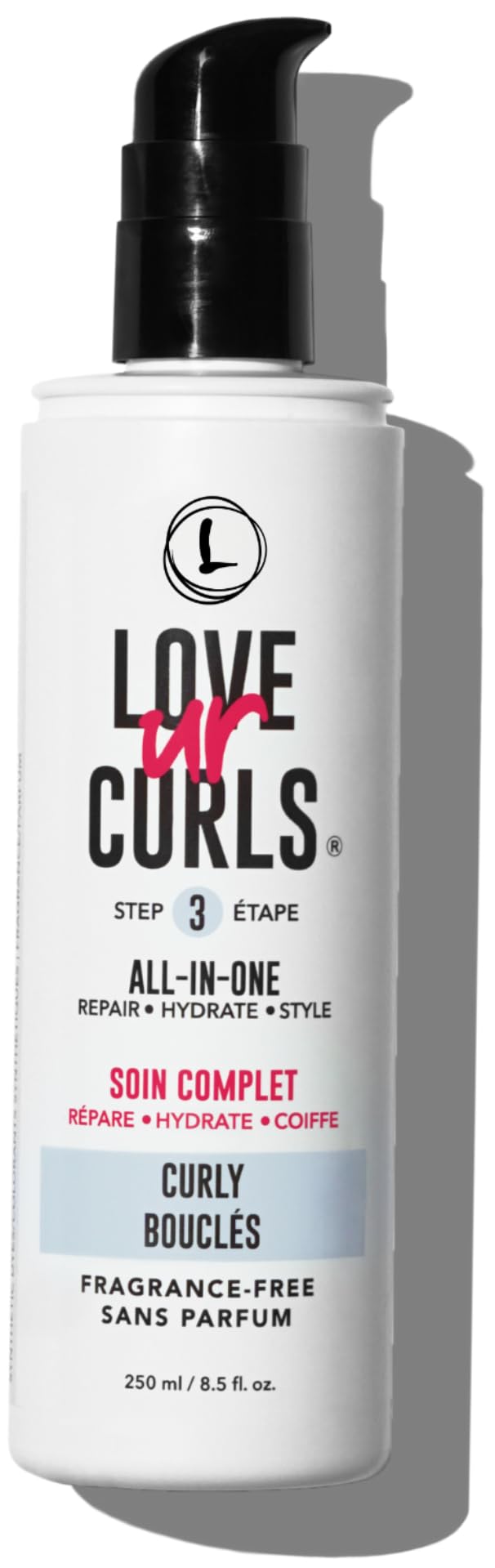 Love Ur Curls fragrance-free curl cream bottle for easy styling