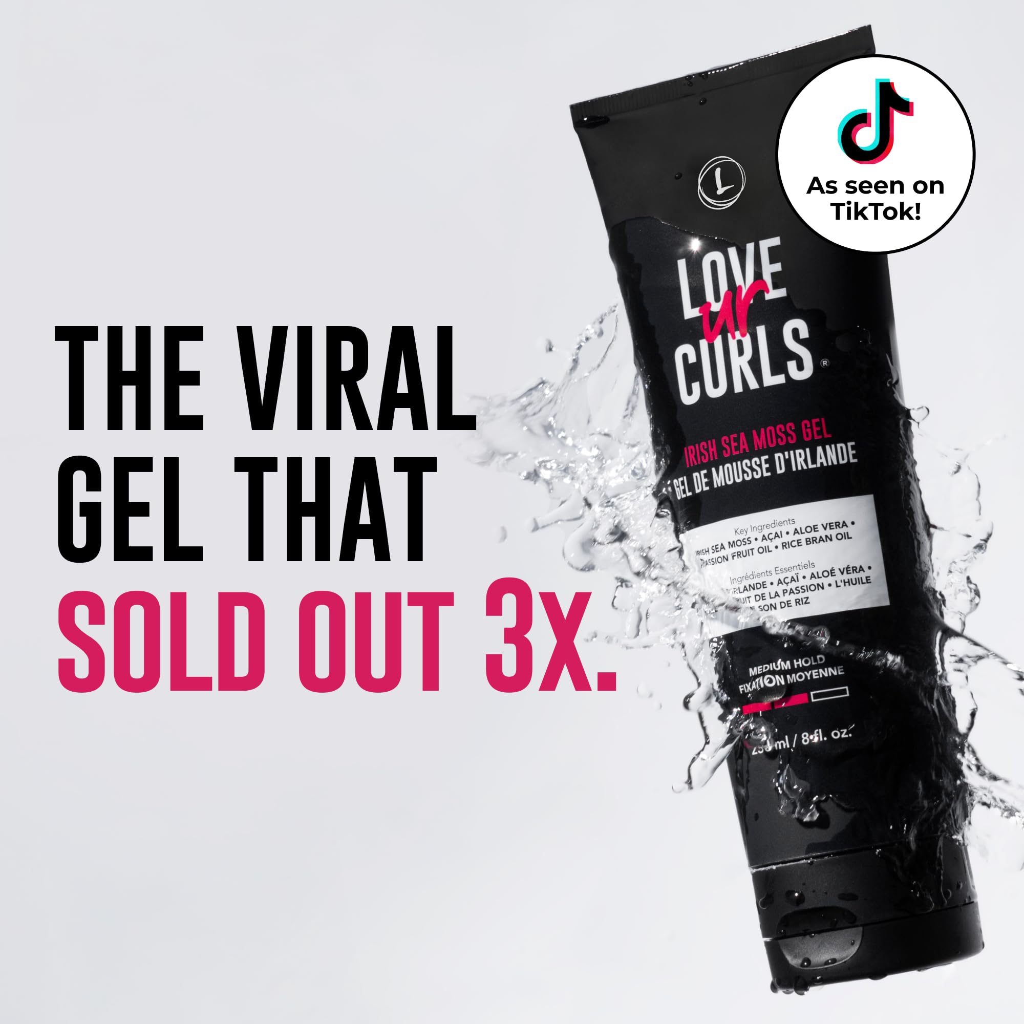 Love Ur Curls Gel Musgo Mar Irlandés, envase de 236 ml para uso diario.