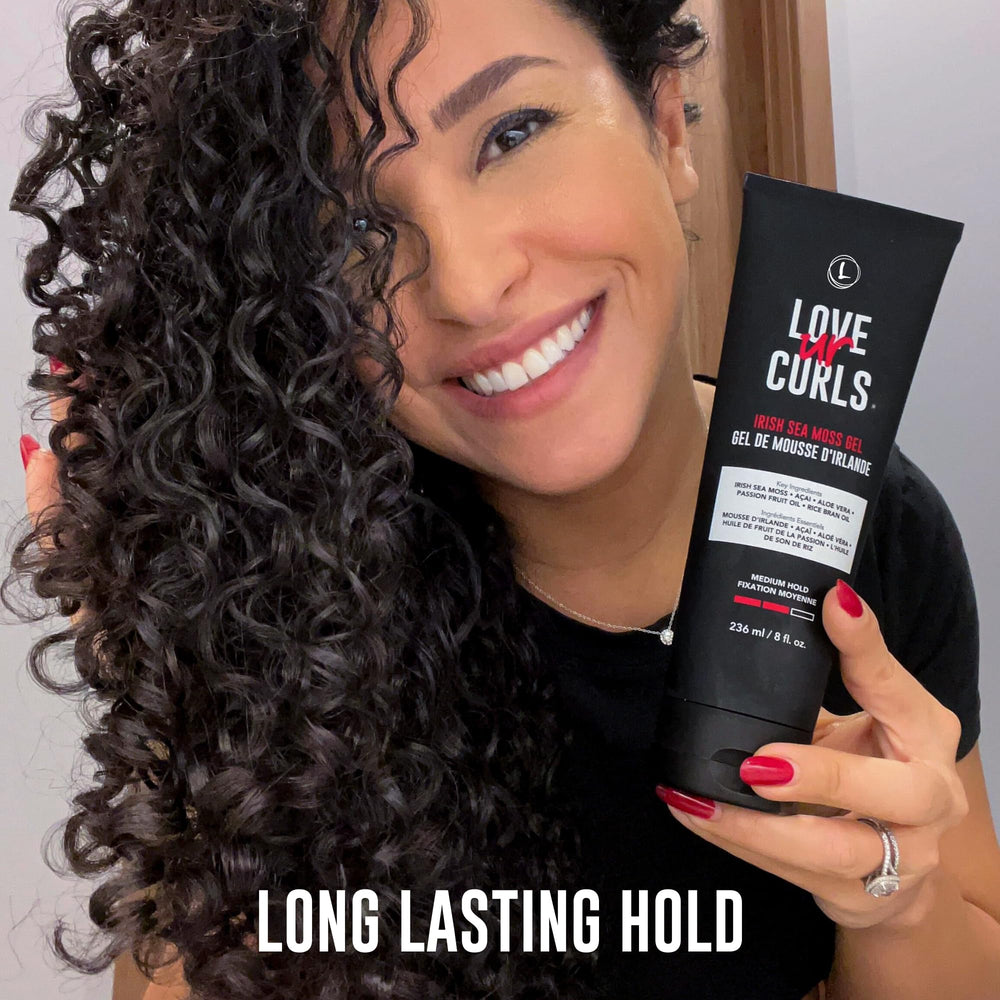 Love Ur Curls Gel Musgo Mar Irlandés, textura suave sin crunch ni residuos.