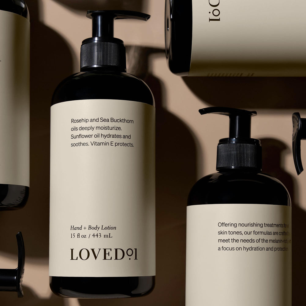 Loved01 bathroom shelf display suggesting a refined daily skincare routine.