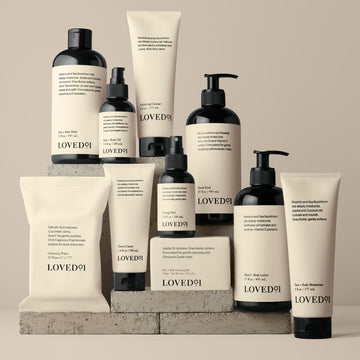 Loved01 cream being massaged into skin demonstrates quick absorption and daily hydration.