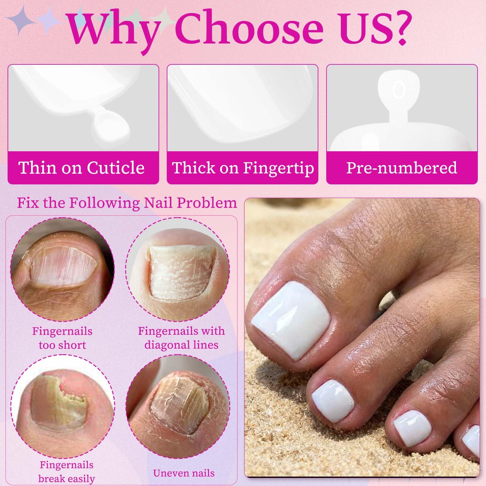LoveOurHome uñas cortas y cuadradas para dedos de los pies