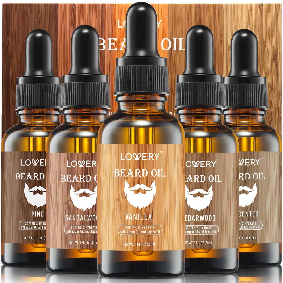 LOVERY aceite para barba con cedro, suaviza y facilita el peinado.