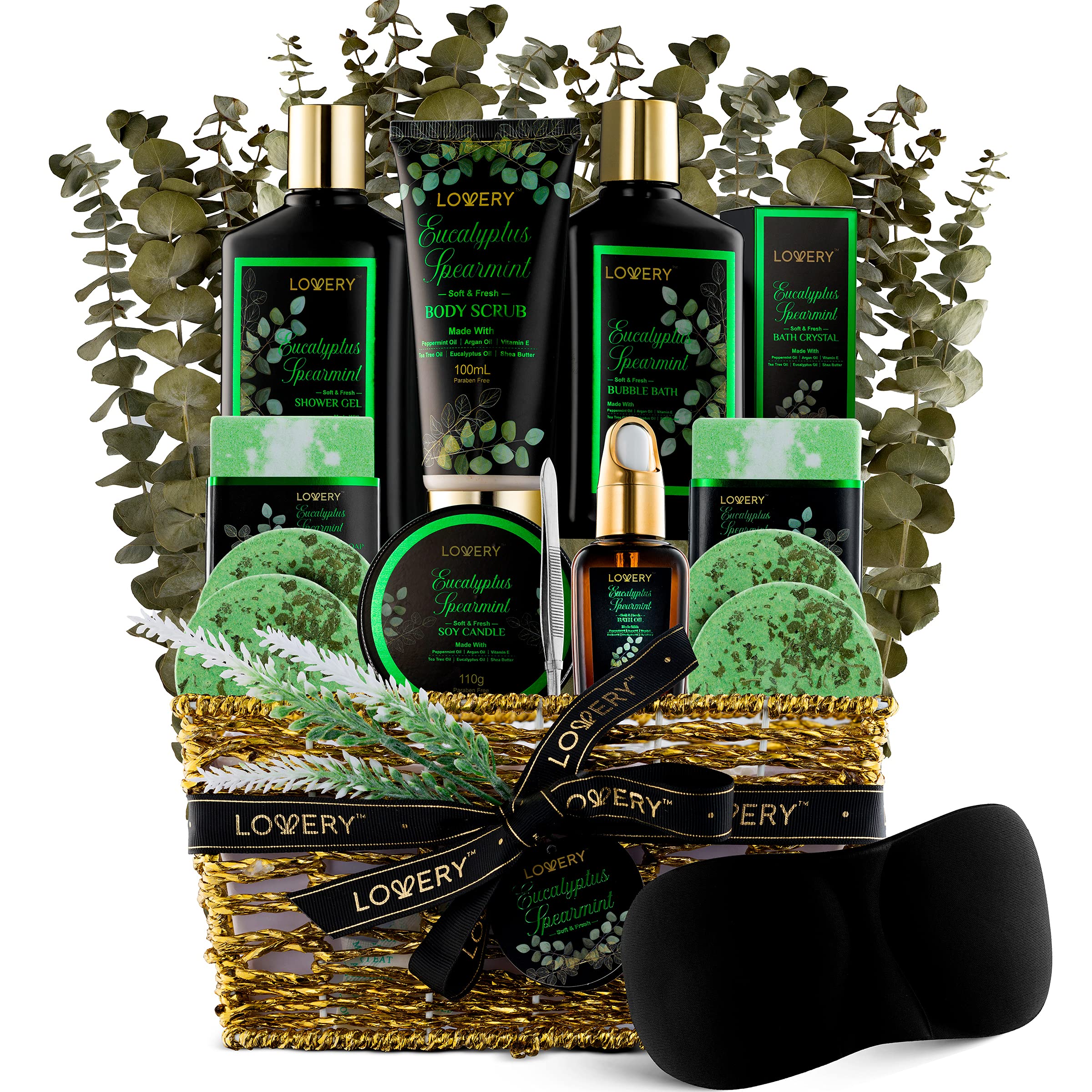 Conjunto Lovery envuelto para regalo, aroma eucalipto y menta.