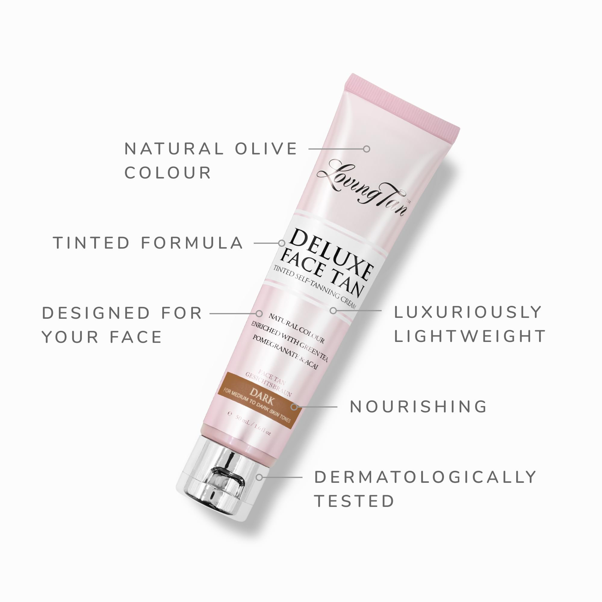 Ingredientes naturales derivados por Loving Tan para un rostro suave