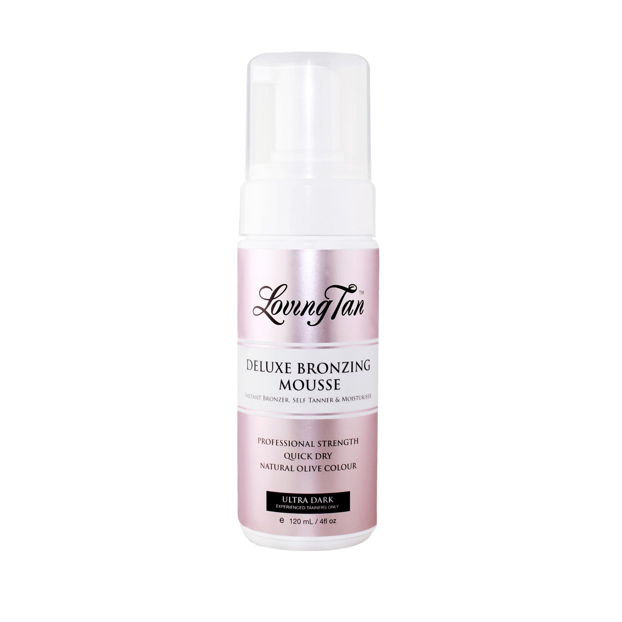 Loving Tan Deluxe Mousse, botella, bronceado saludable y uniforme.