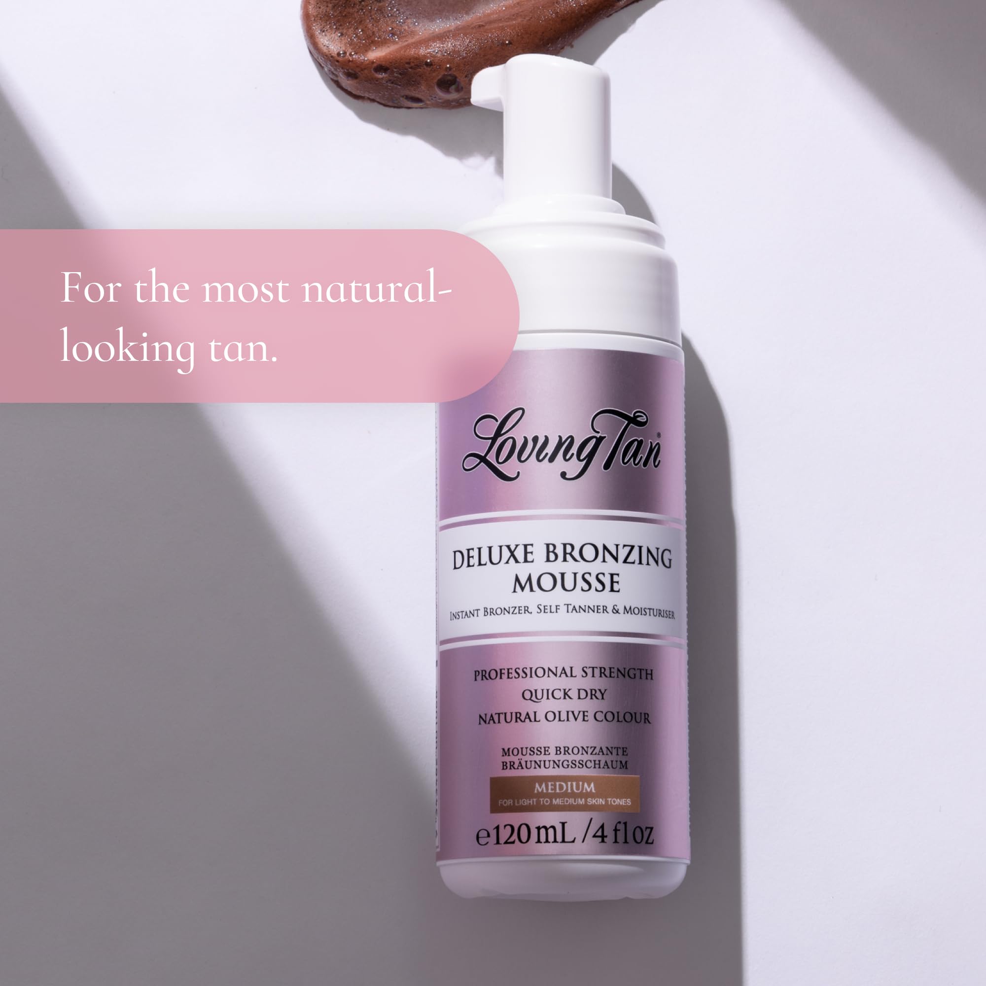 Loving Tan Deluxe Mousse secado rápido en 60 segundos sin manchas