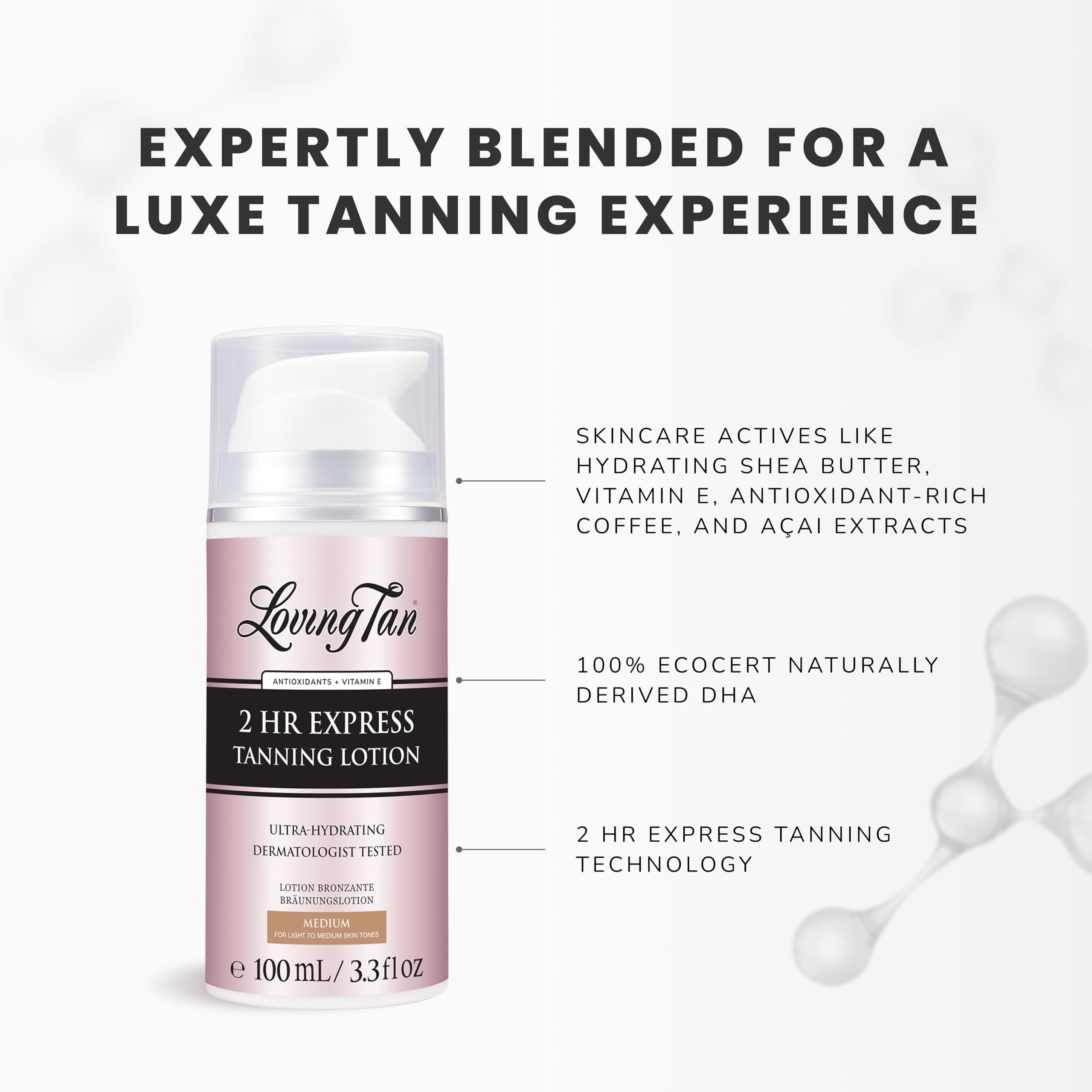 Loving Tan Lotion Teinte naturelle en 2h pour un bronzage progressif