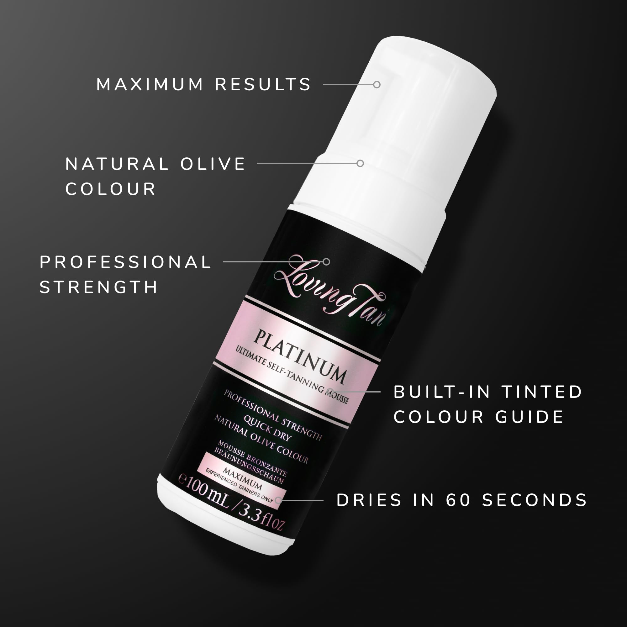 Loving Tan Platinum Mousse Dark, guante aplicador para aplicar de forma suave.