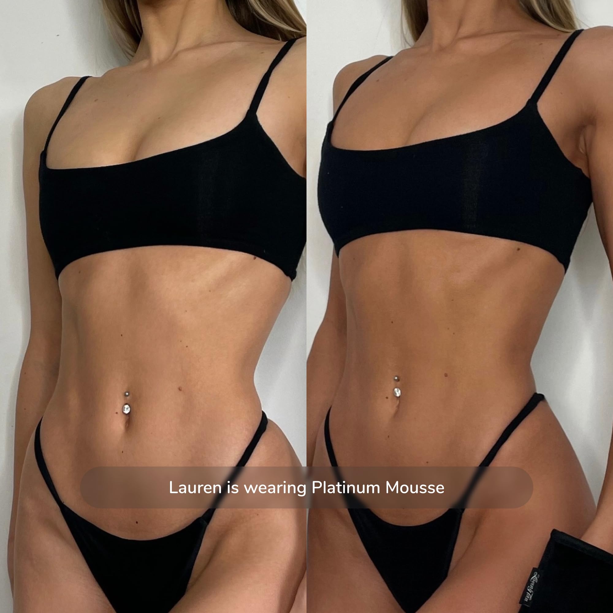 Loving Tan Platinum Mousse Dark, secado en 60 segundos sin residuo pegajoso.