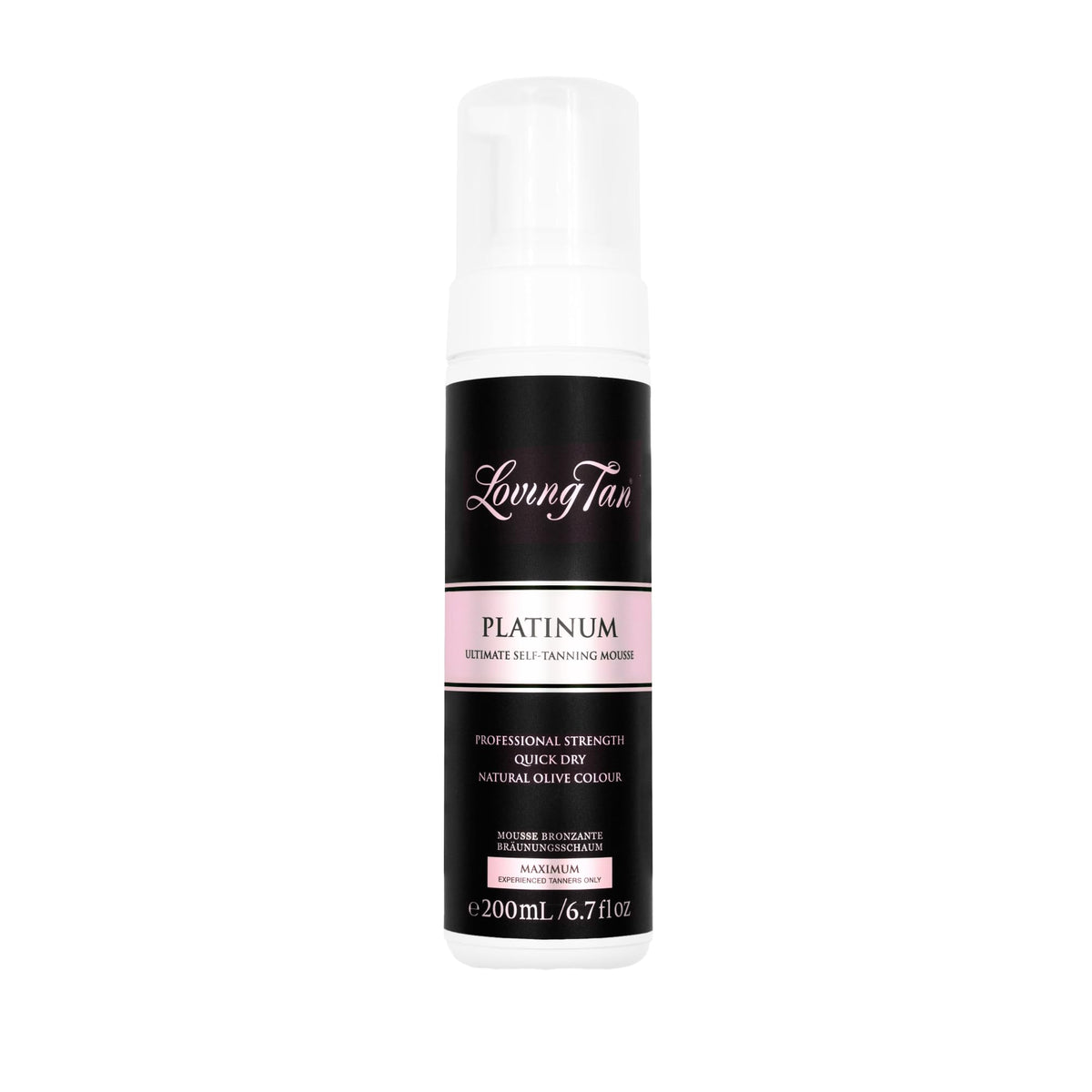 Loving Tan Platinum Mousse Oscuro en bote para un bronceado profundo y natural.