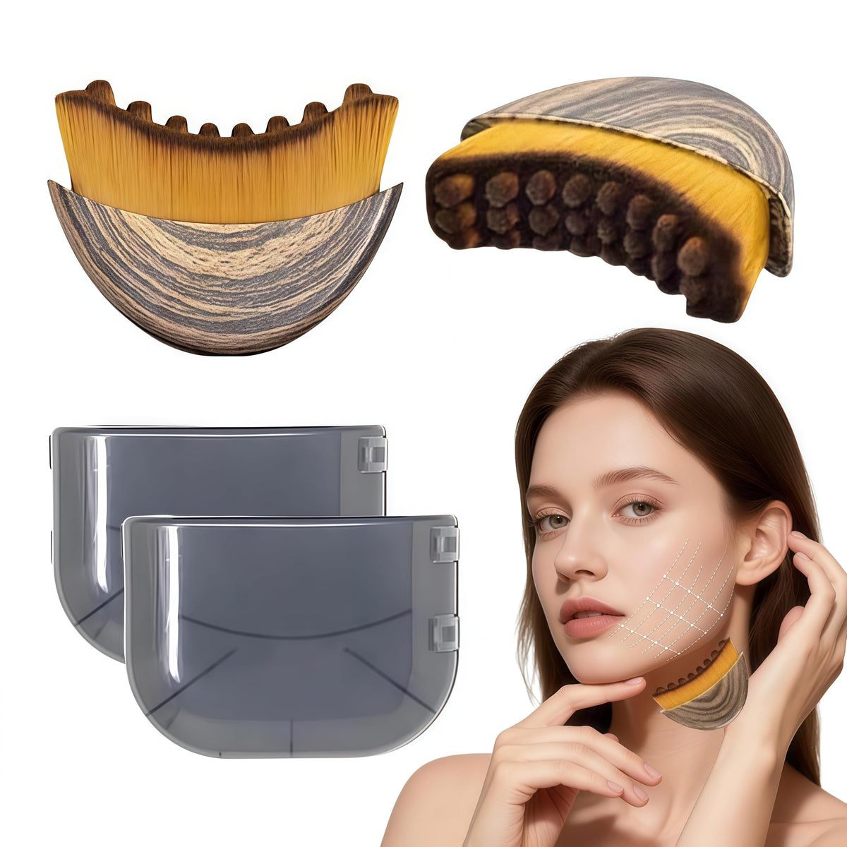 Loyuril cepillo linfático de contorno facial para masajes suaves y absorción de sueros.